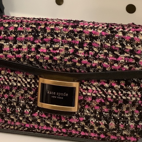 ♠️kate spade Katy Tweed Medium Shoulder Bag, Pink Multi NWT - Picture 7 of 8